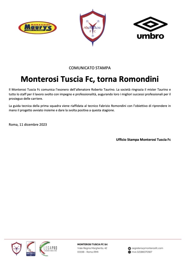 comunicato stampa ritorno Romondini
